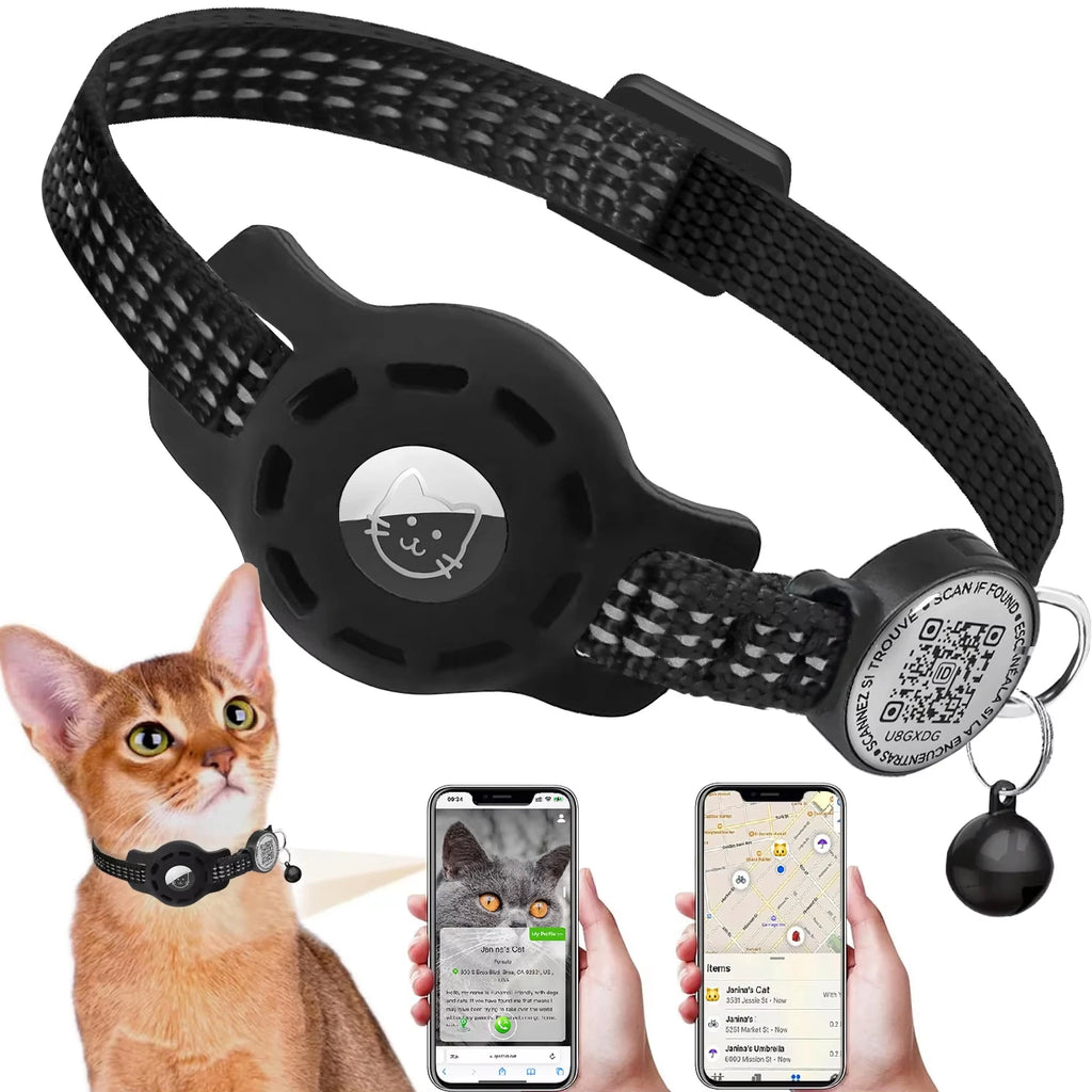 Collar para Gato con Placa QR y Funda para Localizador – Con broche de seguridad